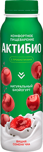 АктиБио Биойогурт обогащенный вишня, семена чиа 1,5% 260г Бут.