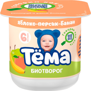 Тема Биотворог Яблоко Персик Банан 4% 95 г Ст. (шт.)