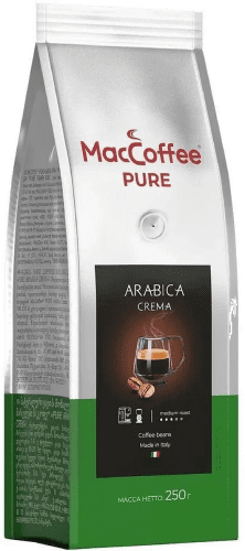 Кофе жар.мол.натур.брикет 0,250 гр ТМ "MacCoffee" PURE Arabica Crema